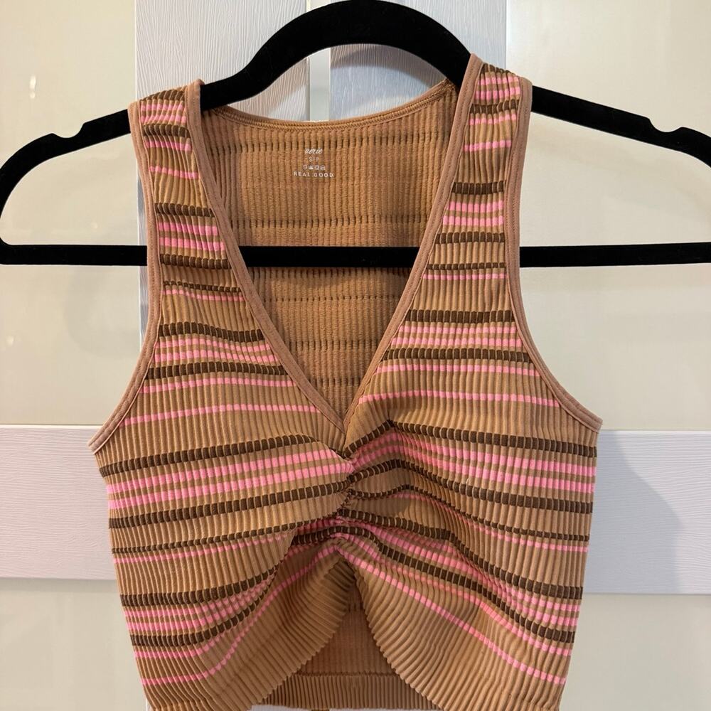 Aerie Real Good Ribbed Striped Cropped Tank Top Size S/P